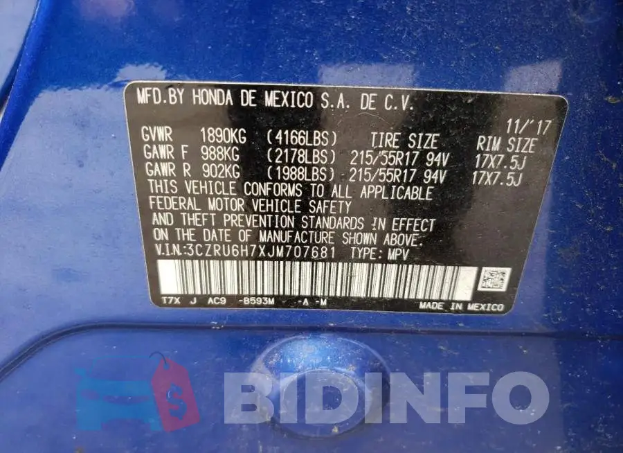 3CZRU6H7XJM707681 Photo# 12