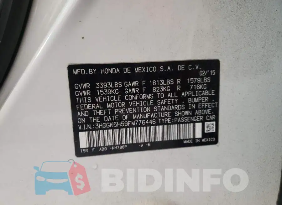 3HGGK5H59FM776446 Photo# 12