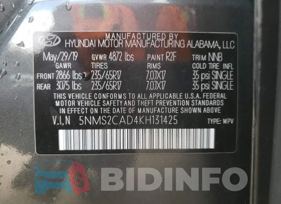 5NMS2CAD4KH131425 Photo# 13