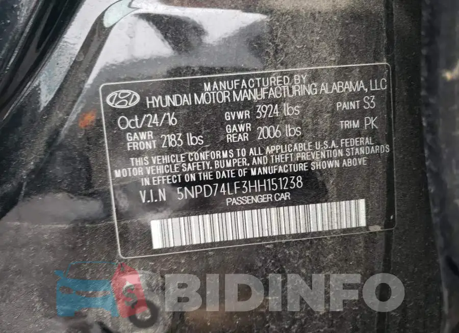 5NPD74LF3HH151238 Photo# 12