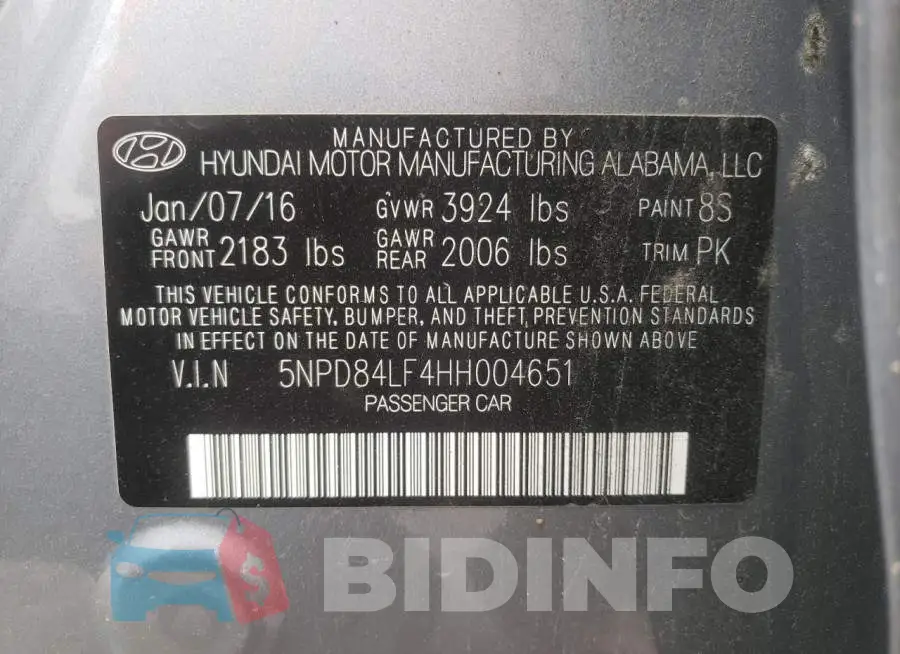 5NPD84LF4HH004651 Photo# 12