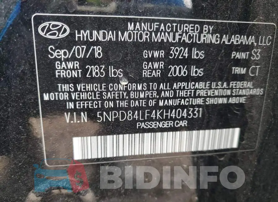 5NPD84LF4KH404331 Photo# 13