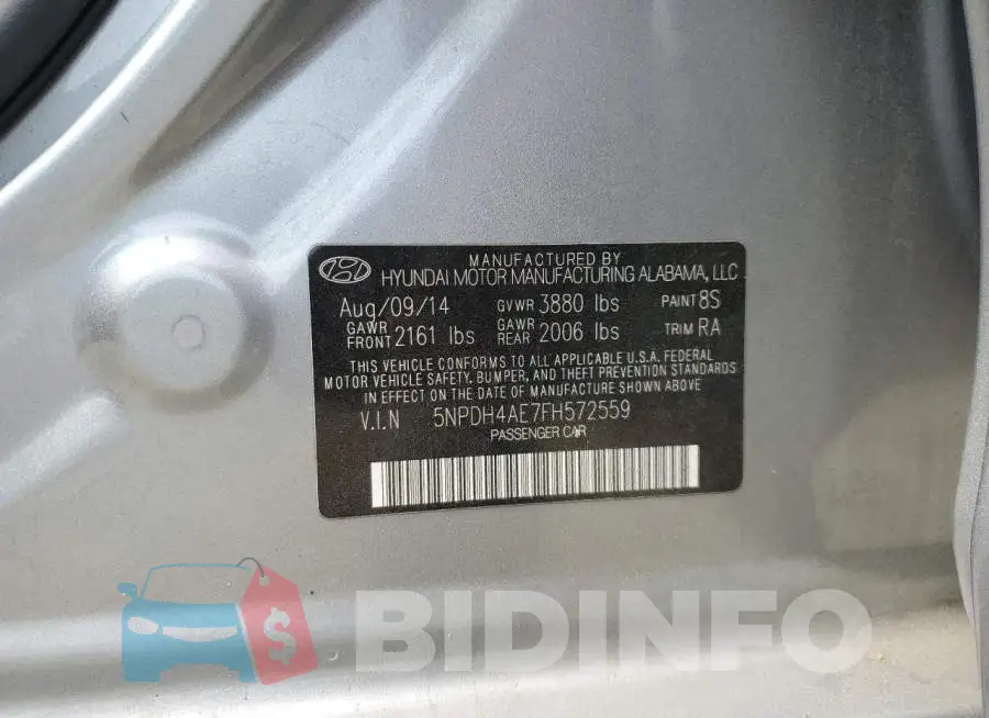 5NPDH4AE7FH572559 Photo# 13
