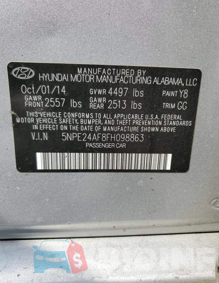 5NPE24AF8FH098863 Photo# 12