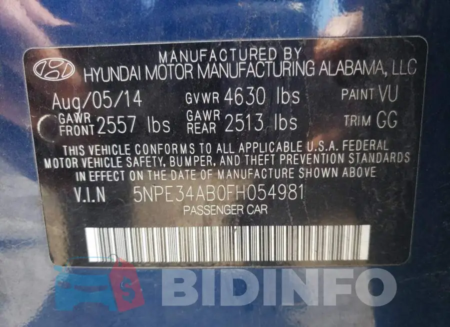 5NPE34AB0FH054981 Photo# 12