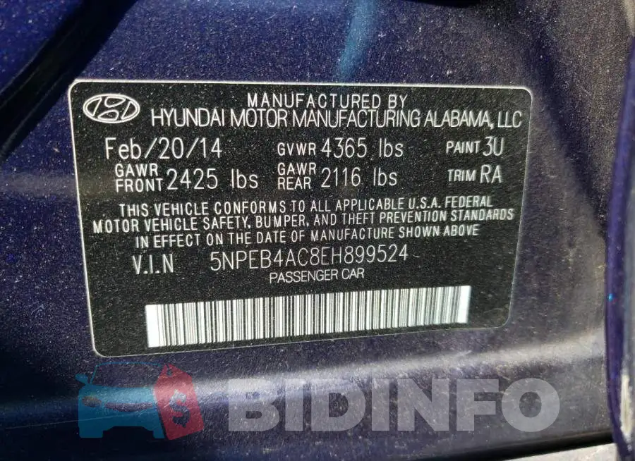 5NPEB4AC8EH899524 Photo# 12