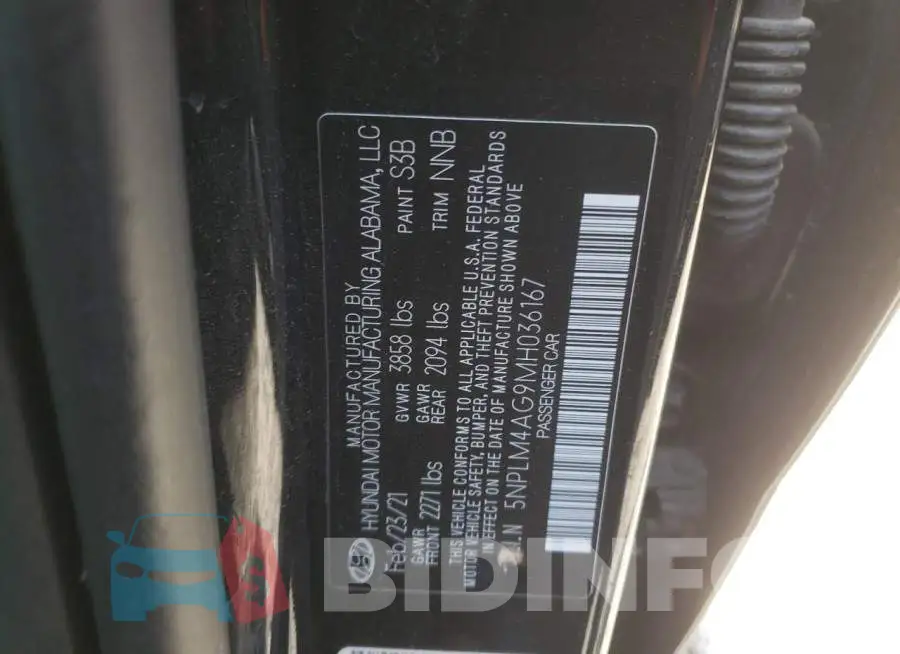 5NPLM4AG9MH036167 Photo# 12