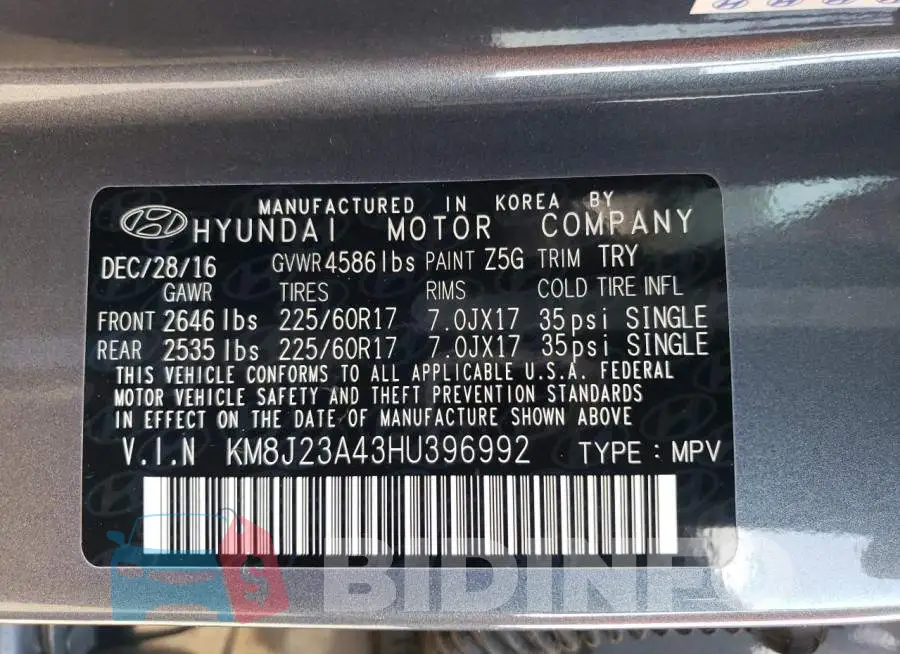 KM8J23A43HU396992 Photo# 13