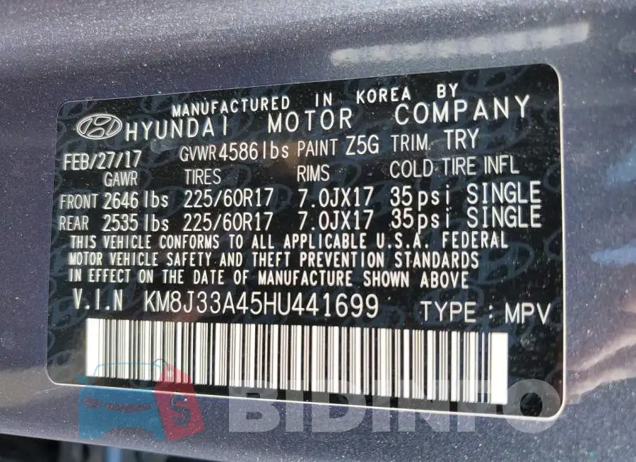 KM8J33A45HU441699 Photo# 13
