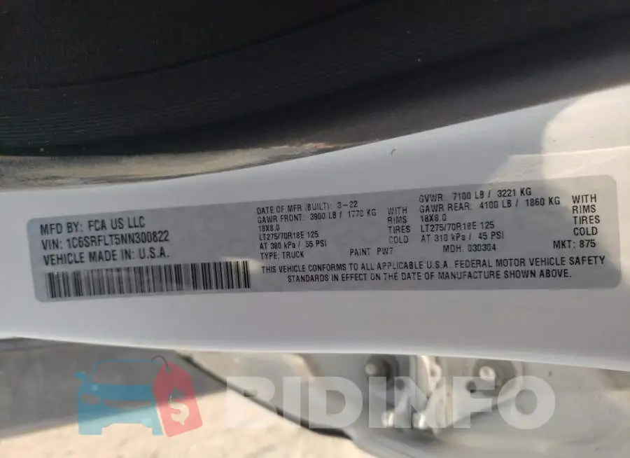 1C6SRFLT5NN300822 Photo# 14