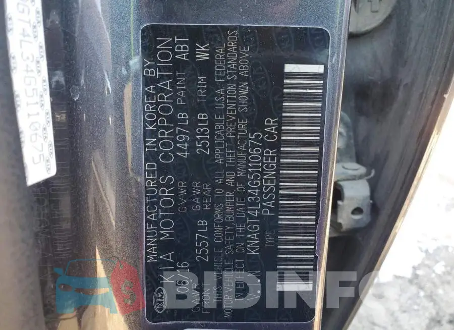 KNAGT4L34G5110675 Photo# 12
