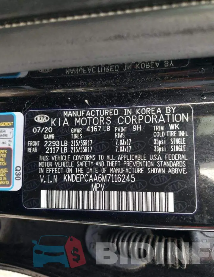 KNDEPCAA6M7116245 Photo# 12