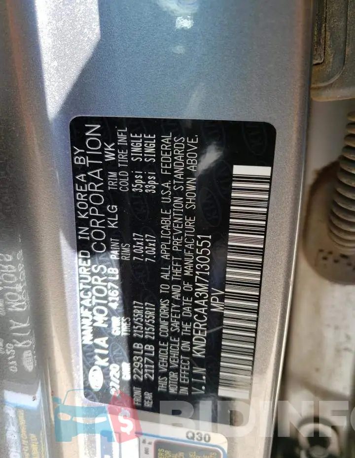 KNDERCAA3M7130551 Photo# 13