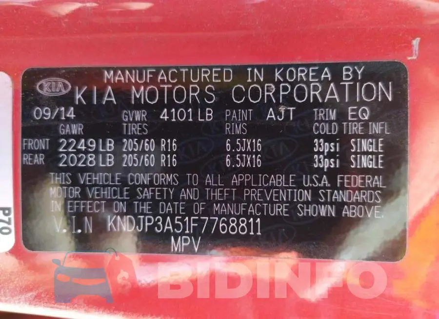 KNDJP3A51F7768811 Photo# 10