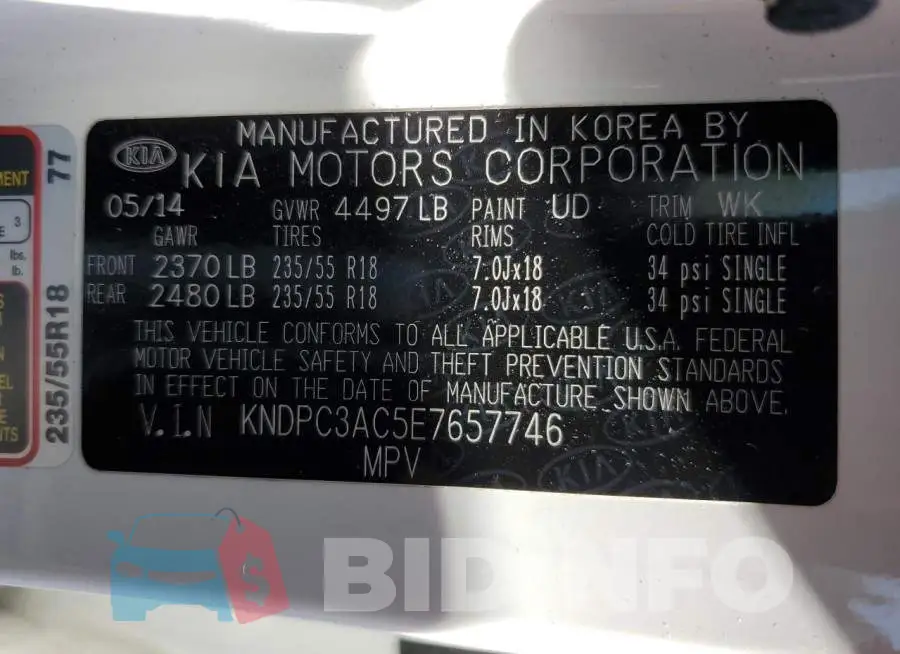 KNDPC3AC5E7657746 Photo# 13