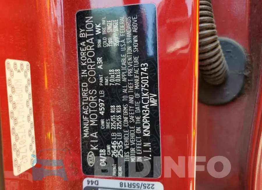 KNDPN3AC1K7501743 Photo# 14