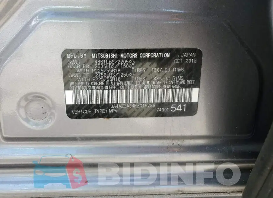 JA4AZ3A34KZ015789 Photo# 14
