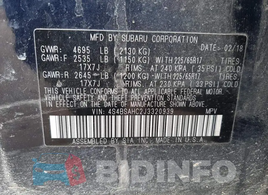 4S4BSAHC2J3320939 Photo# 13