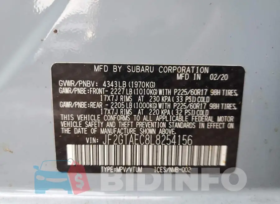 JF2GTAEC8L8254156 Photo# 13