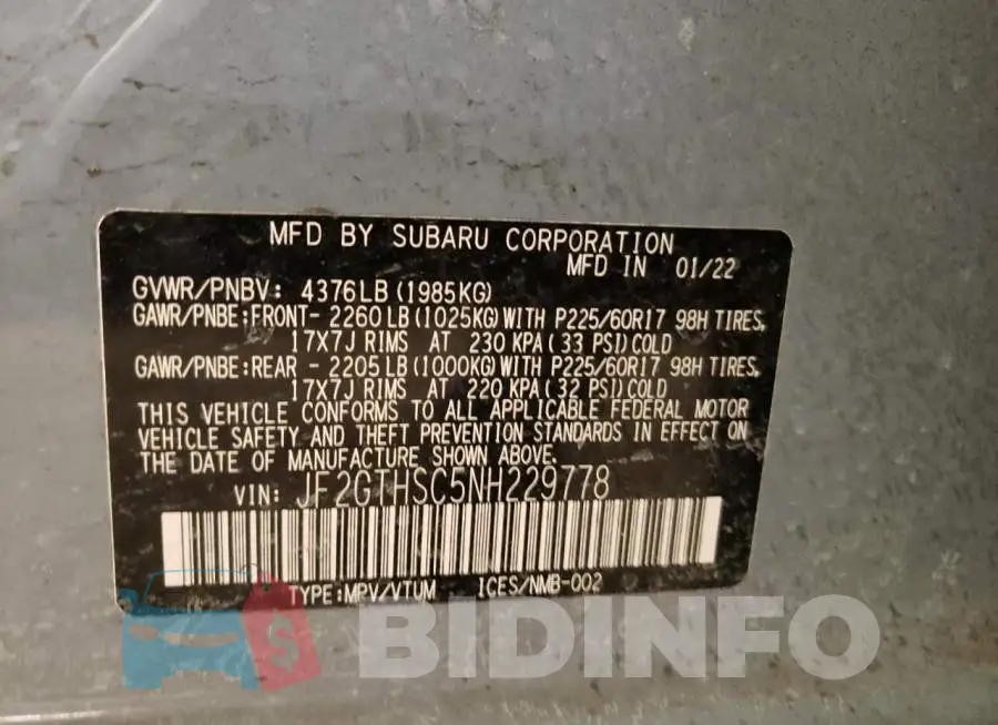 JF2GTHSC5NH229778 Photo# 12