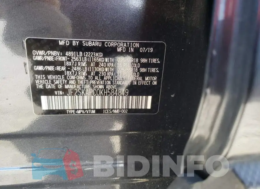 JF2SKAPC0KH584849 Photo# 13