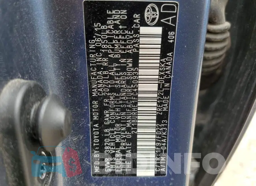 2T1BURHE1FC450935 Photo# 12