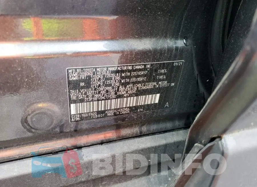 2T3P1RFV0MC175287 Photo# 13