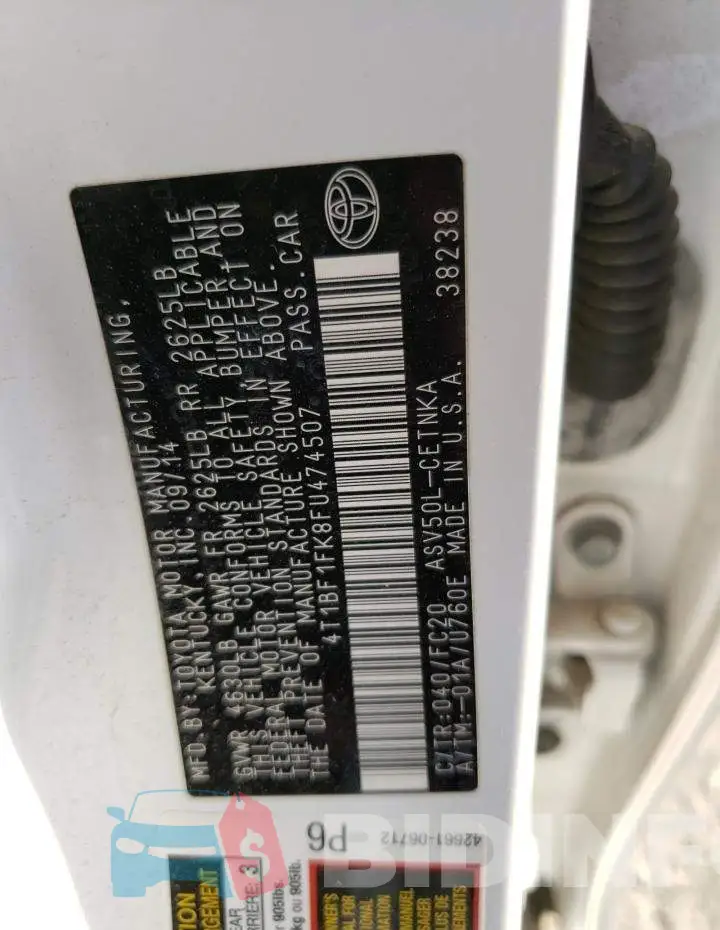 4T1BF1FK8FU474507 Photo# 12