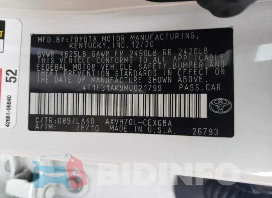 4T1F31AK9MU021799 Photo# 12
