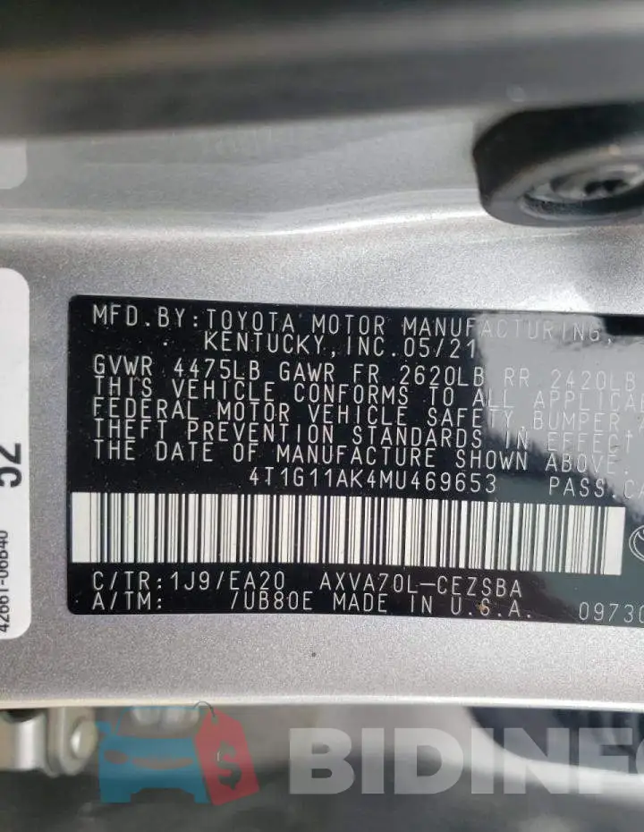 4T1G11AK4MU469653 Photo# 12
