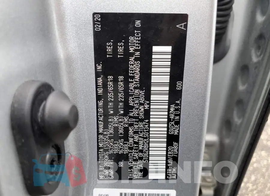 5TDGZRBH2LS013474 Photo# 13