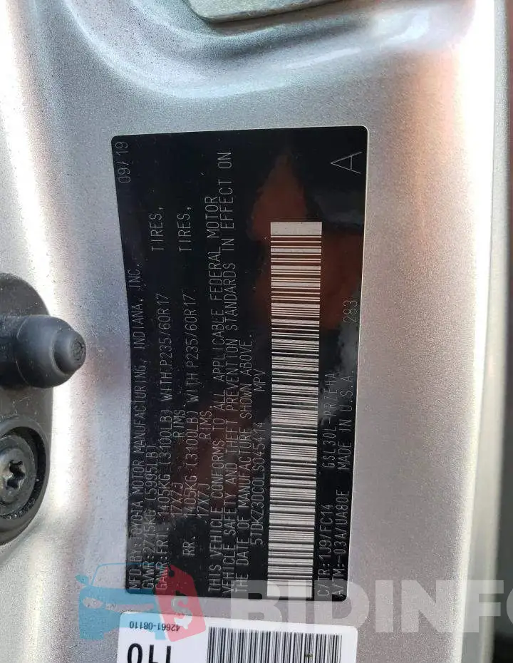 5TDKZ3DC0LS045414 Photo# 14