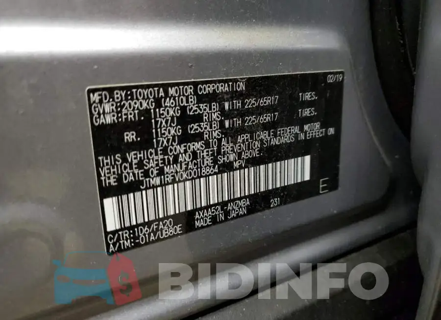 JTMW1RFV0KD018864 Photo# 14