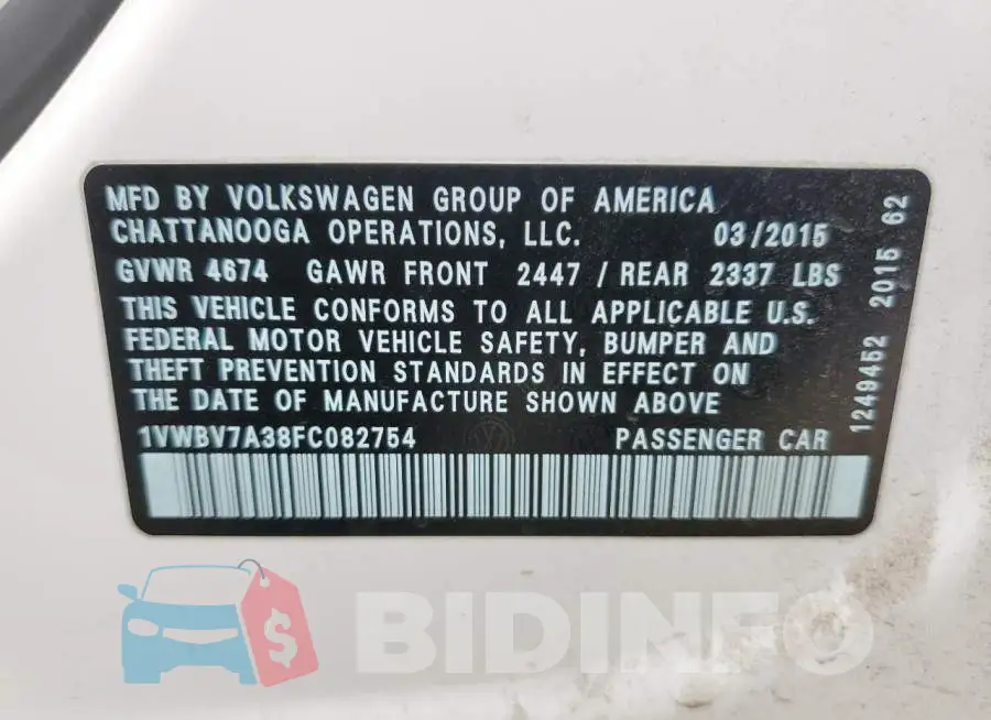 1VWBV7A38FC082754 Photo# 12