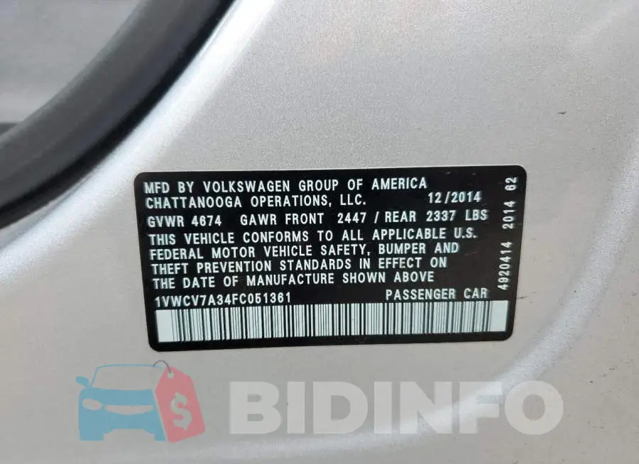 1VWCV7A34FC051361 Photo# 13