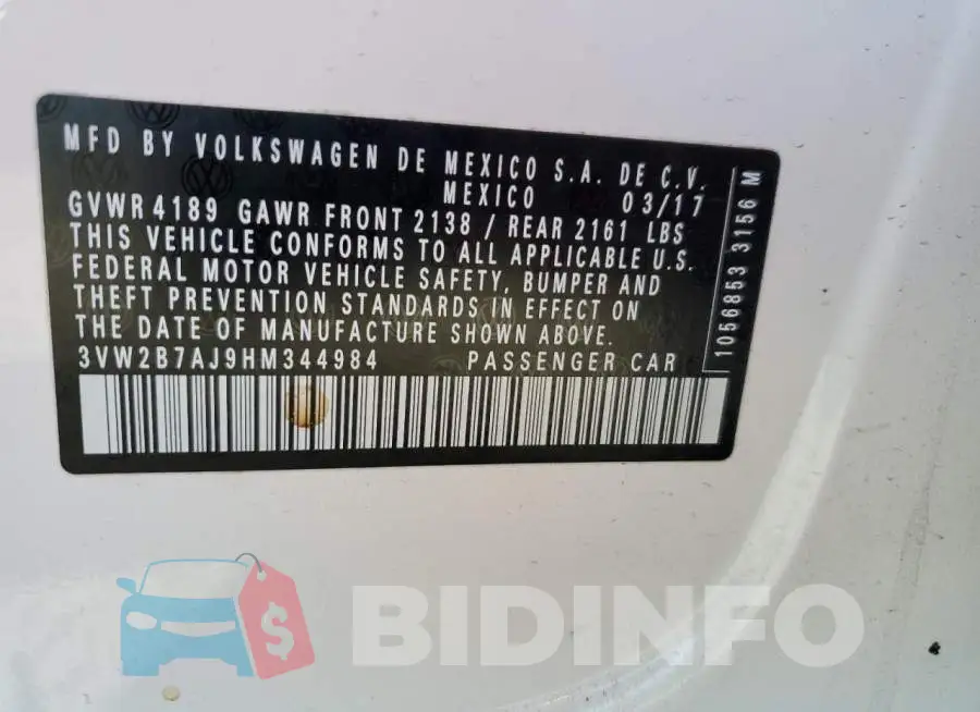 3VW2B7AJ9HM344984 Photo# 12