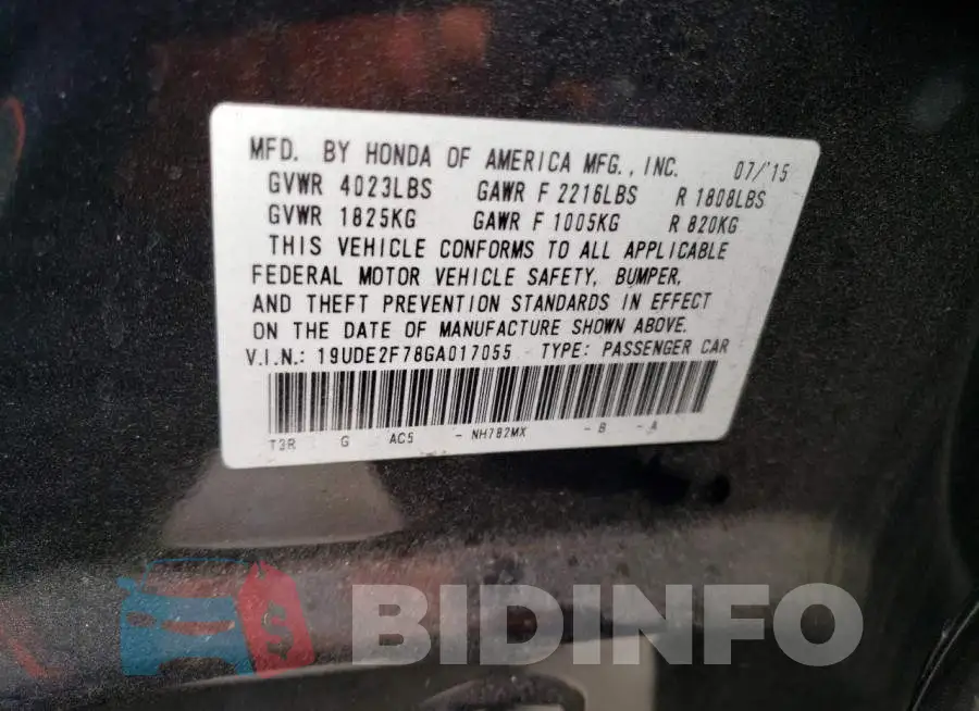 19UDE2F78GA017055 Photo# 12