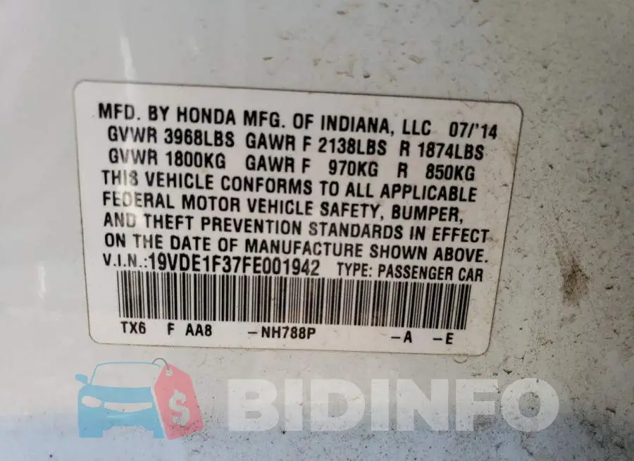 19VDE1F37FE001942 Photo# 13