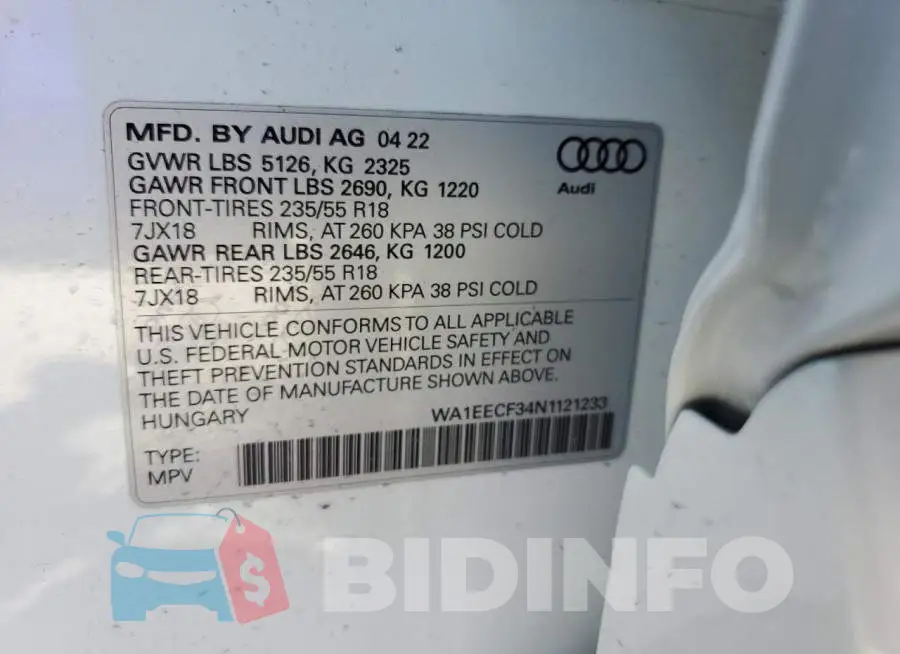 WA1EECF34N1121233 Photo# 14