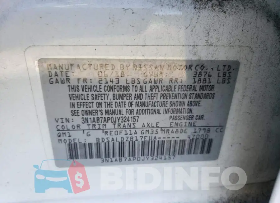 3N1AB7AP0JY324157 Photo# 13