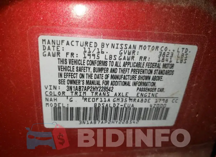 3N1AB7AP2HY228542 Photo# 13