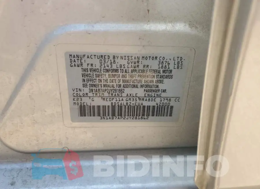 3N1AB7AP2JY281862 Photo# 12