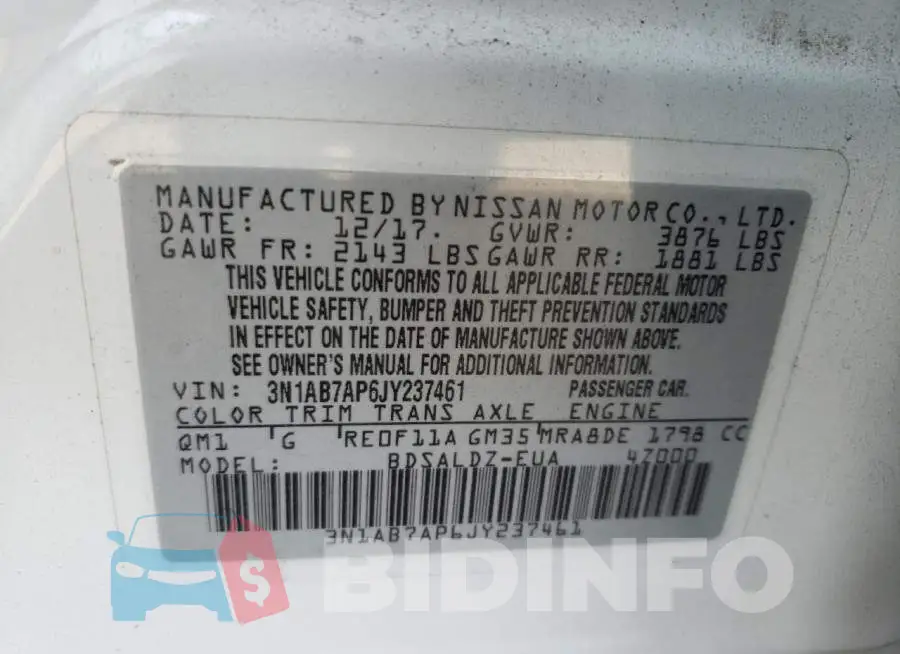 3N1AB7AP6JY237461 Photo# 12