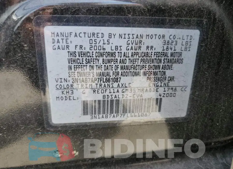 3N1AB7AP7FL661087 Photo# 13