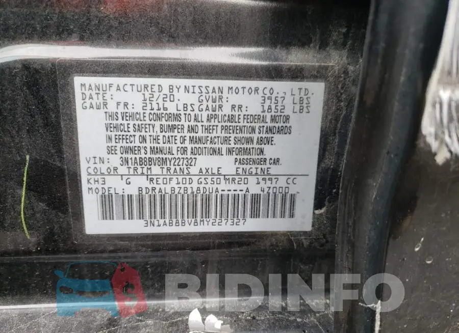 3N1AB8BV8MY227327 Photo# 12