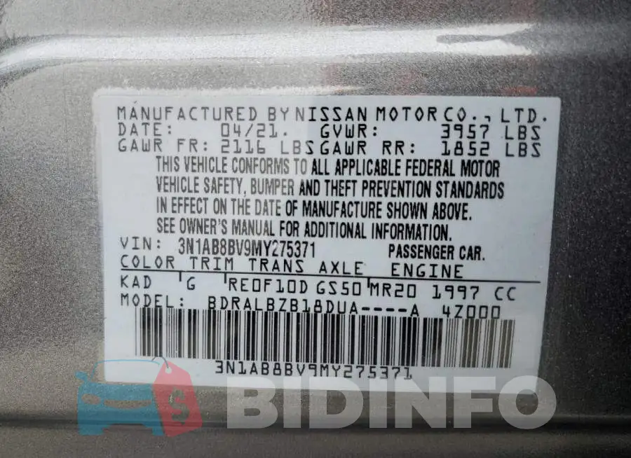 3N1AB8BV9MY275371 Photo# 12