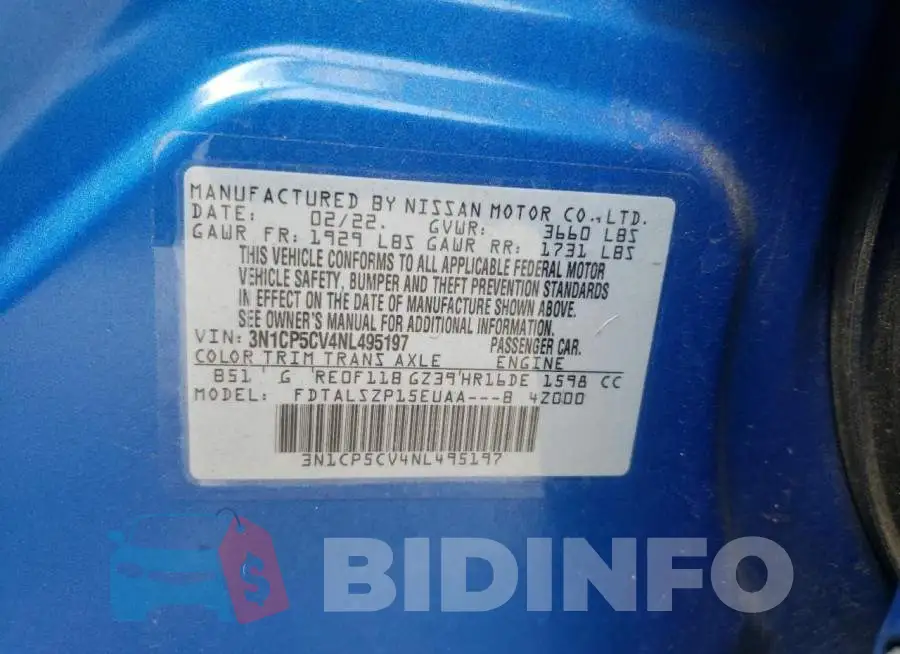 3N1CP5CV4NL495197 Photo# 13