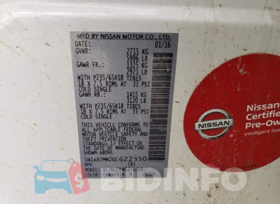 5N1AR2MM2GC622350 Photo# 13