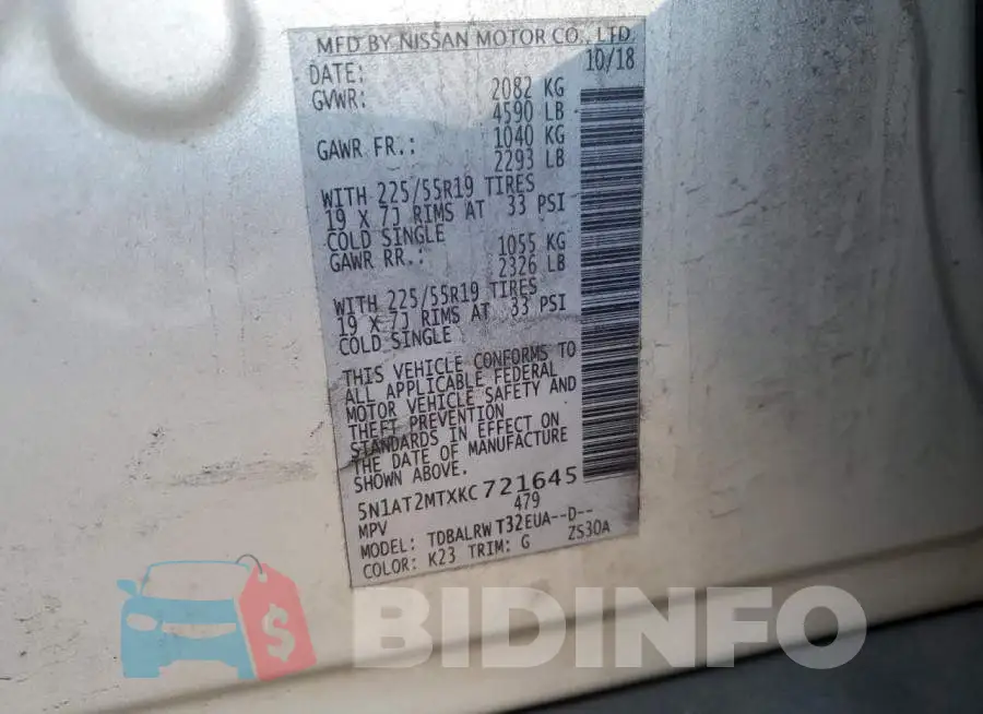 5N1AT2MTXKC721645 Photo# 13