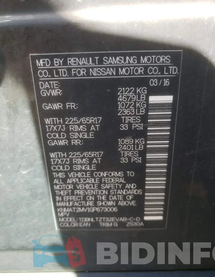 KNMAT2MV1GP673006 Photo# 13